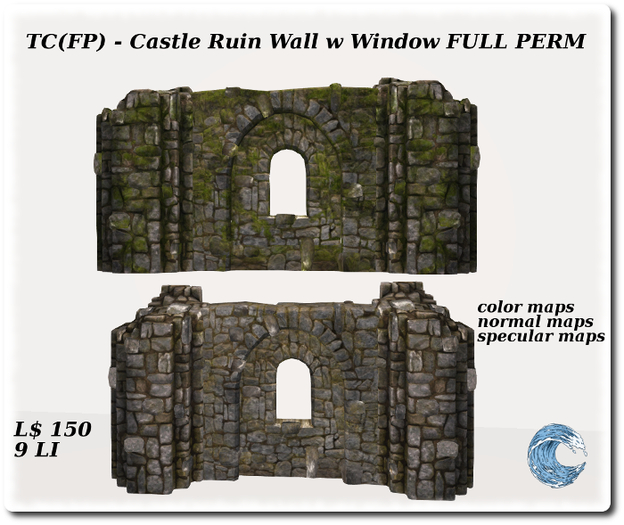Second Life Marketplace TC FP Castle Ruin Wall W Window FULL PERM second-life-marketplace-tc-fp-castle-ruin-wall-w-window-full-perm